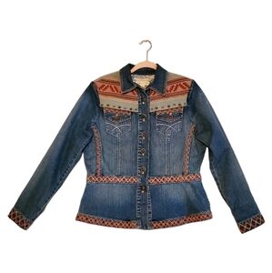 Coldwater Creek Blue Denim Buttonup Southwest‎ Jacket Coat Small Women Ladies